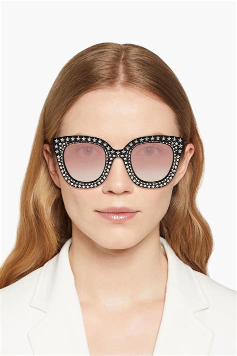 gucci acetate sunglasses pink|Gucci crystal embellished sunglasses.